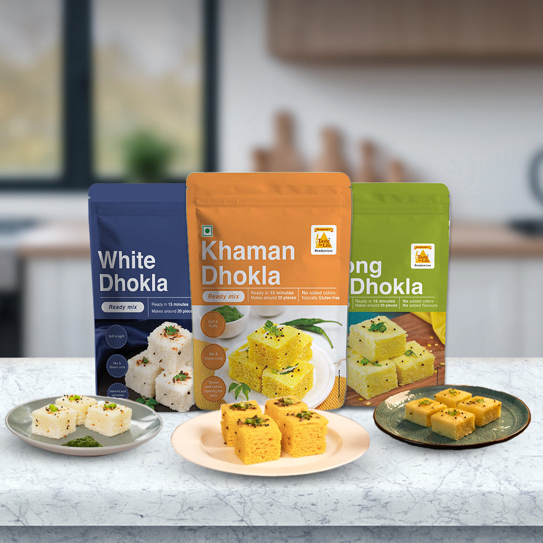Dhokla Mix Combo: Khaman, White & Moong Dal Dhokla Mix