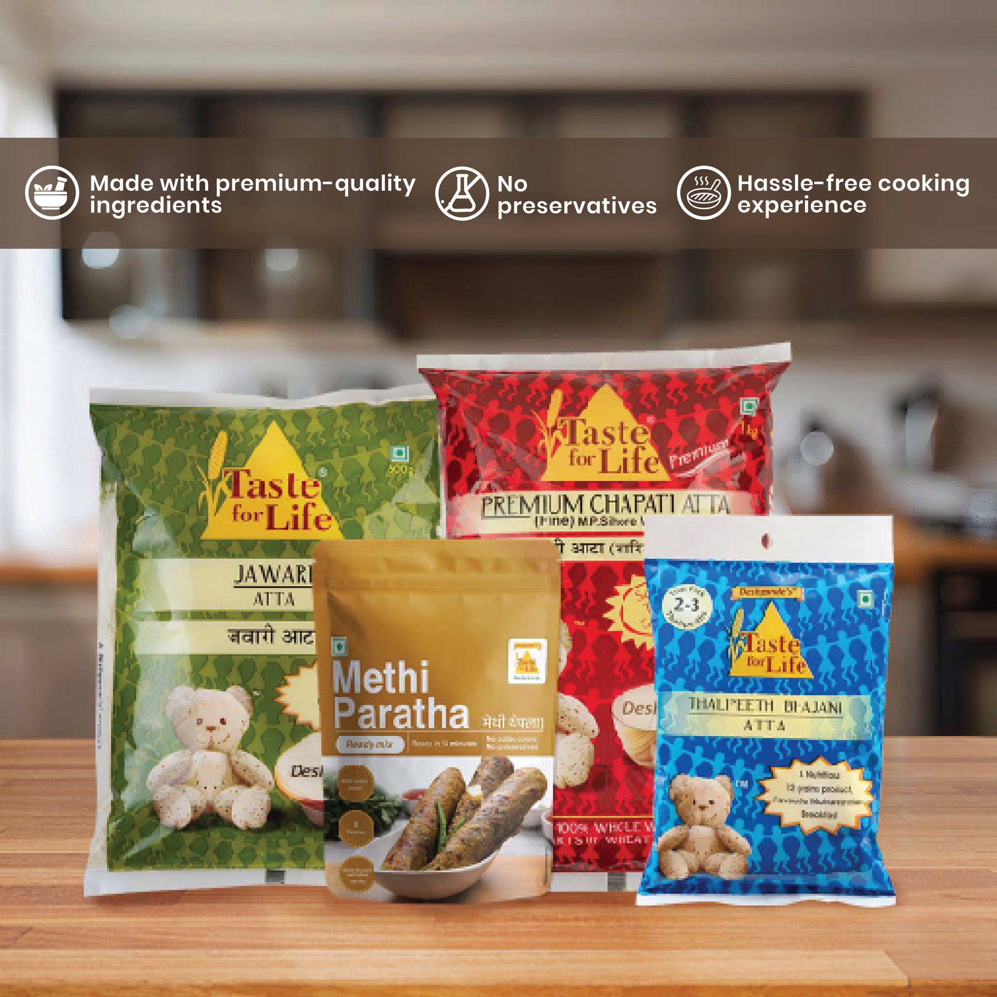 Beginner combo - M.P. Fine, Jawari, Methi Paratha, Thalipeeth Bhajani Atta Trial Pack